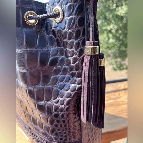 NWT Brahmin Marlowe DALLOWAY COCOA Leather Bucket Shoulder Bag